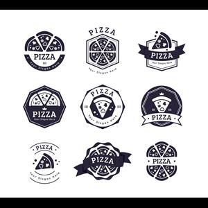 9款黑色披萨店标志矢量素材